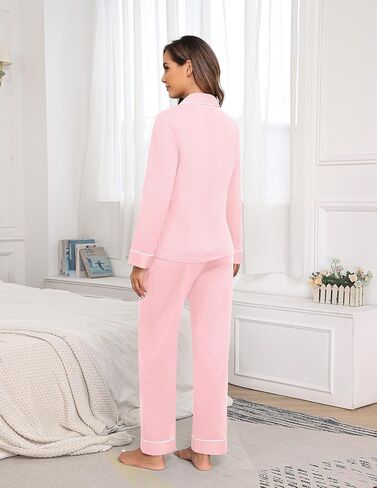 Veseacky Womens Pajamas Sets Lounge Sets for Women with Pockets for Home and Pajama Parties Suitable for all Seasons Pink in Saudi Arabia