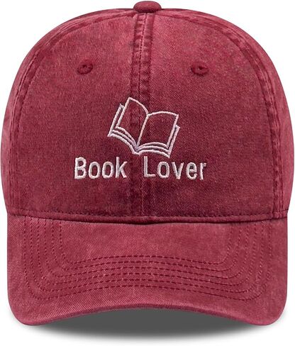Embroidered Book Lover Baseball Cap for Men Women, Funny Washed Cotton Classic Dad Hat, Reading Lover Gift Idea in Saudi Arabia