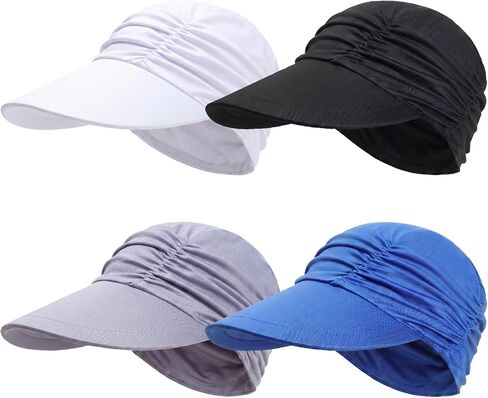 4 Pcs Soft Chemo Cancer Hat Wide Brim Sun Hat Bamboo Chemo Baseball Cap Breathable for Women Cancer Hair Loss Headwear Summer Outdoor Black White Gray Blue in Saudi Arabia