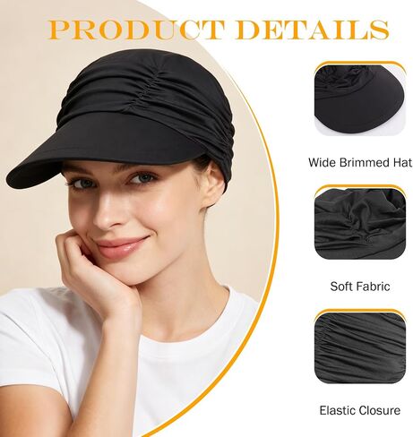 4 Pcs Soft Chemo Cancer Hat Wide Brim Sun Hat Bamboo Chemo Baseball Cap Breathable for Women Cancer Hair Loss Headwear Summer Outdoor Black White Gray Blue in Saudi Arabia