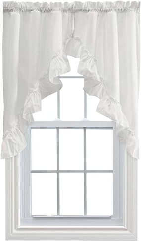 Ellis Curtain Stacey Ruffled Swag Curtains - 38x60, Rod-Pocket Top - ICE Cream in Saudi Arabia