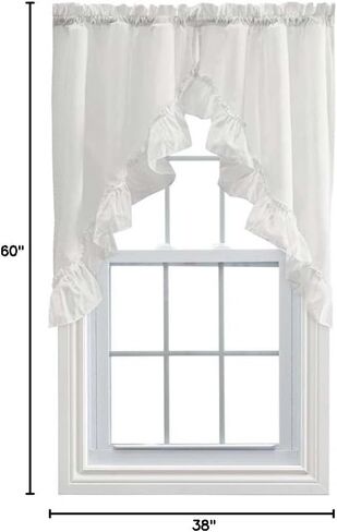Ellis Curtain Stacey Ruffled Swag Curtains - 38x60, Rod-Pocket Top - ICE Cream in Saudi Arabia