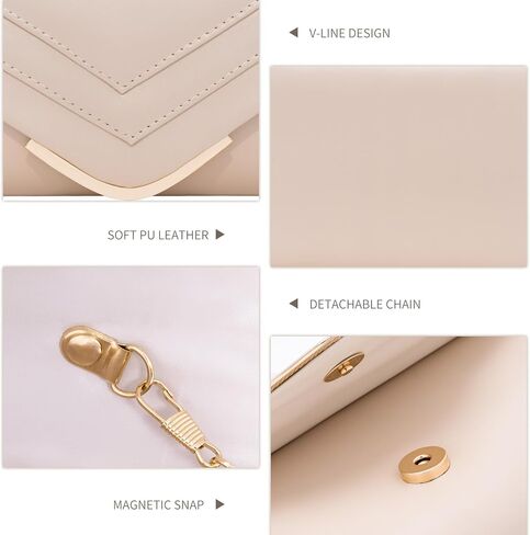 Nude Clutch Purses for Women, Vegan Leather Evening Bag with Detachable Chain, Quilted V-Line Envelope Crossbody Formal Purse, Trendy Women's Handbags for Wedding Cocktail Prom Party in Saudi Arabia