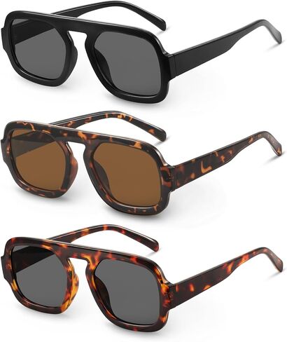 نظارات شمسية YDAOWKN Retro Square Aviator للنساء والرجال نظارات شمسية عصرية مسطحة للحماية من الأشعة فوق البنفسجية وظلال عتيقة in Kuwait