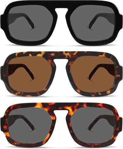 نظارات شمسية YDAOWKN Retro Square Aviator للنساء والرجال نظارات شمسية عصرية مسطحة للحماية من الأشعة فوق البنفسجية وظلال عتيقة in Kuwait