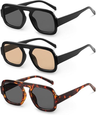 نظارات شمسية YDAOWKN Retro Square Aviator للنساء والرجال نظارات شمسية عصرية مسطحة للحماية من الأشعة فوق البنفسجية وظلال عتيقة in Kuwait