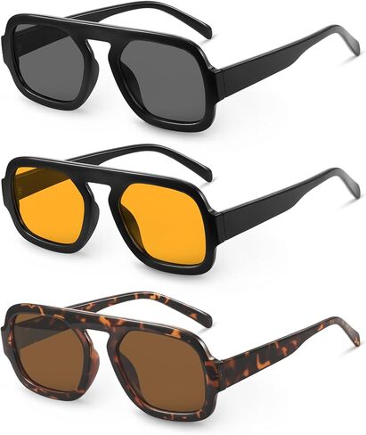نظارات شمسية YDAOWKN Retro Square Aviator للنساء والرجال نظارات شمسية عصرية مسطحة للحماية من الأشعة فوق البنفسجية وظلال عتيقة in Kuwait