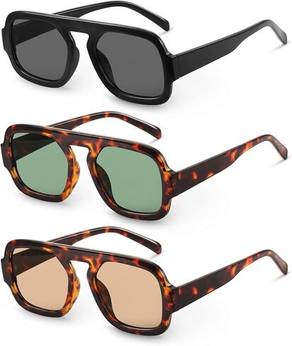 نظارات شمسية YDAOWKN Retro Square Aviator للنساء والرجال نظارات شمسية عصرية مسطحة للحماية من الأشعة فوق البنفسجية وظلال عتيقة in Kuwait