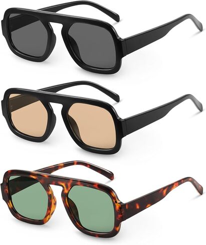 نظارات شمسية YDAOWKN Retro Square Aviator للنساء والرجال نظارات شمسية عصرية مسطحة للحماية من الأشعة فوق البنفسجية وظلال عتيقة in Kuwait