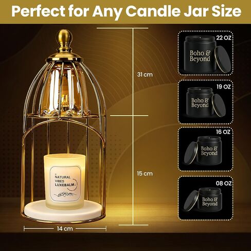 AromaGlow Luxury Aromatherapy Candle Warmer – Golden Brass Dome Electric Flameless Candle Melter, Elegant Home Décor, Perfect for Christmas, Holidays, Housewarming & Birthday Gifts in Saudi Arabia