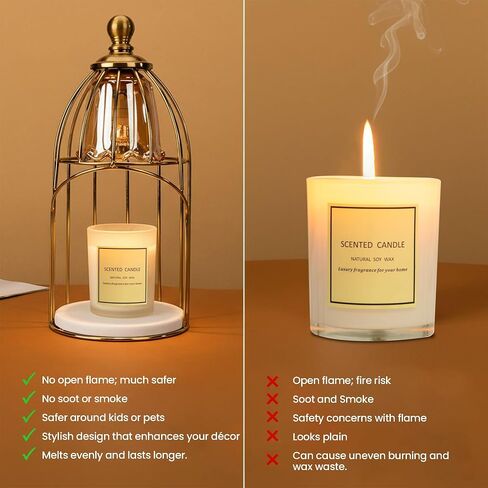 AromaGlow Luxury Aromatherapy Candle Warmer – Golden Brass Dome Electric Flameless Candle Melter, Elegant Home Décor, Perfect for Christmas, Holidays, Housewarming & Birthday Gifts in Saudi Arabia