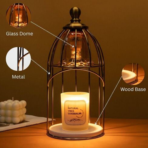 AromaGlow Luxury Aromatherapy Candle Warmer – Golden Brass Dome Electric Flameless Candle Melter, Elegant Home Décor, Perfect for Christmas, Holidays, Housewarming & Birthday Gifts in Saudi Arabia