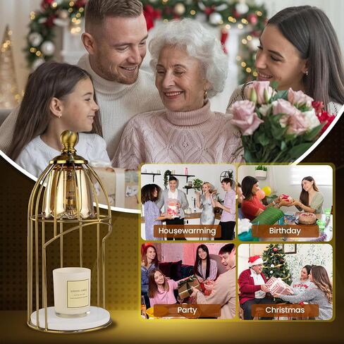 AromaGlow Luxury Aromatherapy Candle Warmer – Golden Brass Dome Electric Flameless Candle Melter, Elegant Home Décor, Perfect for Christmas, Holidays, Housewarming & Birthday Gifts in Saudi Arabia