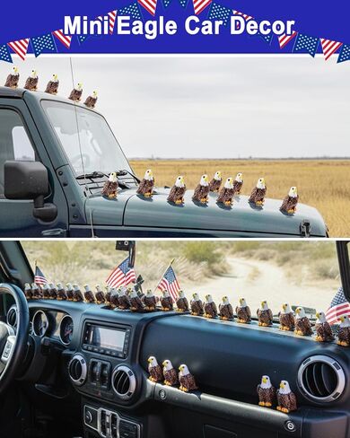 50 Pcs Mini Resin Bald Eagle, Wildlife American Bald Eagle Figurines, Patriotic Bald Eagle Birds Car Accessories, Independence Day Party Ornaments for Outdoor Lawn Garden & Cake Toppers in Kuwait