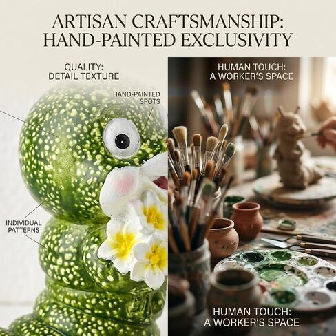 Whimsical Caterpillar Statue Garden Decor with Spring Antennas, Hand-Painted Resin Insect Figurine with Plumeria Flowers, Funny Animal Outdoor Garden Sculptures for Home, Living Room, Porch, Patio in Saudi Arabia