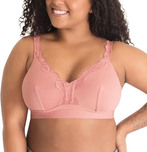 LEADING LADY, The Lucille, Wireless Bra, Lace Trim Straps, Dual-Layer Microfiber, Full Coverage, Adjustable, Bras for Women in Kuwait