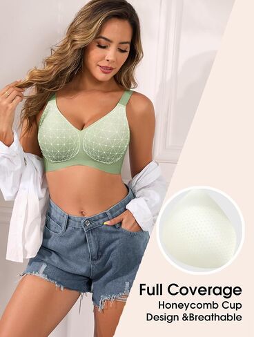 SHIJIALI Jelly Wireless Bras for Women Gradient Push Up Seamless T-Shirt Bra No Underwire Full Coverage Supportive Bralette in Saudi Arabia