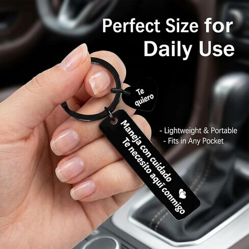 Spanish Drive Safe Keychain for Him, I Love You Gifts Pendant, Mens Anniversary for Boyfriend Husband, Maneja Con Cuidado Te Necesito Aqui Conmigo Llavero, in Saudi Arabia