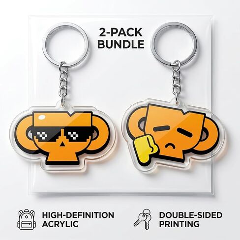 Cute Expression Acrylic Keychains Set - 2Pcs Double-Sided High-Definition Print Cartoon Key Charms, Durable Key Ring Pendants for Backpacks, Keys, Bag Decor, Accessories for Teens & Adults in Saudi Arabia