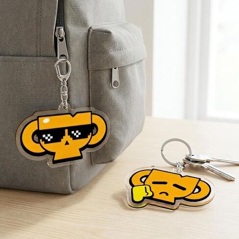 Cute Expression Acrylic Keychains Set - 2Pcs Double-Sided High-Definition Print Cartoon Key Charms, Durable Key Ring Pendants for Backpacks, Keys, Bag Decor, Accessories for Teens & Adults in Saudi Arabia