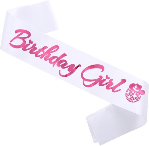 Birthday Girl Sash, Disco Cow Birthday Sash for Cowgirl Funny Birthday Gift Ideas Suppiles, Black+ Pink Foil in Saudi Arabia