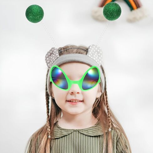 JOYFISCO 2 Pairs Alien Headband and Glasses,Alien Antenna Headband,Boppers Antenna Rainbow Lens Sunglasses for Halloween Costume Cosplay Party Supplies in Saudi Arabia