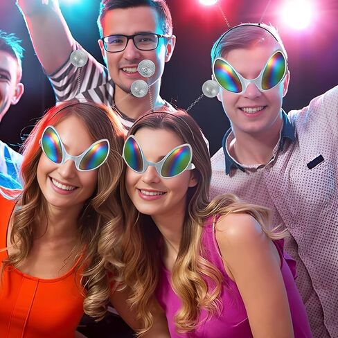JOYFISCO 2 Pairs Alien Headband and Glasses,Alien Antenna Headband,Boppers Antenna Rainbow Lens Sunglasses for Halloween Costume Cosplay Party Supplies in Saudi Arabia