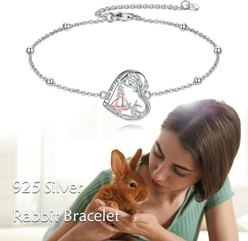 Alice Rabbit Bracelet Sterling Silver Wonderland Bracelet I Love You Forever Jewelry Gift for Women in Kuwait