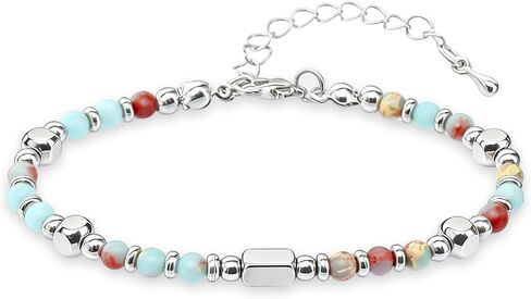 Boho Beaded Bracelets for Women Silver Bracelets With Natural Stone Stainless Steel Beads for Women Lucky Jewelry Gifts in Kuwait