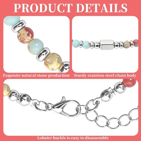 Boho Beaded Bracelets for Women Silver Bracelets With Natural Stone Stainless Steel Beads for Women Lucky Jewelry Gifts in Kuwait