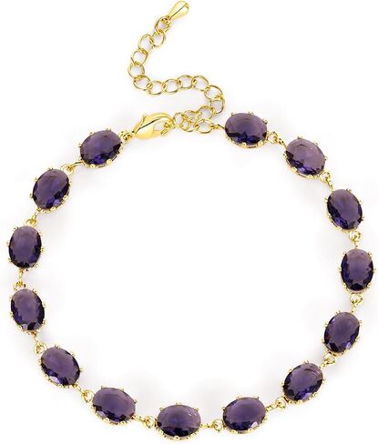 Crystal Birthstone Link Strands Bracelet for Women-Gold Plated Waterproof Non-Tarnish bracelets, Perfect for Birthday, Valentine's Day, Mother's Day Thanksgiving Day Christmas Gifts in Saudi Arabia