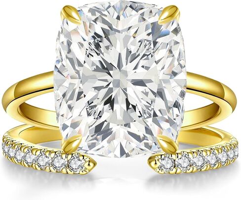 3CT/5CT وسادة ممدودة خاتم الخطوبة مجموعة للنساء ، وعد الزفاف ، فرقة الزركونيا المكعبة ، الذهب الأبيض المطلي بالذهول القابلة للتكديس نصف الخليج المفتوح ، الحجم 5-9 in Kuwait