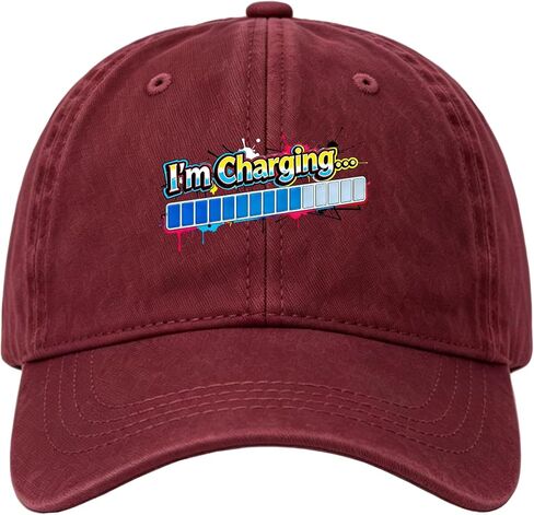 I'm Charging Funny Meme Washed Cotton Baseball Cap, Soft Dad Hat for Men Women, Gamer Energy Charging Hats in Saudi Arabia