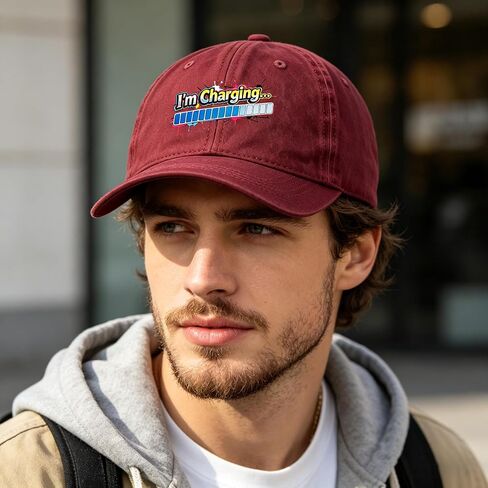 I'm Charging Funny Meme Washed Cotton Baseball Cap, Soft Dad Hat for Men Women, Gamer Energy Charging Hats in Kuwait