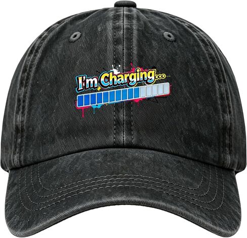 I'm Charging Funny Meme Washed Cotton Baseball Cap, Soft Dad Hat for Men Women, Gamer Energy Charging Hats in Kuwait