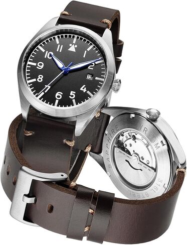 Boyarca Pilot Watch Men's Aviator Wrist Watch Japan Automatic Movement Retro Mechanical Watches Stainless Steel Case with Luminous Waterproof in Saudi Arabia