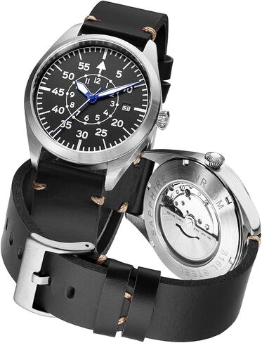 Boyarca Pilot Watch Men's Aviator Wrist Watch Japan Automatic Movement Retro Mechanical Watches Stainless Steel Case with Luminous Waterproof in Saudi Arabia