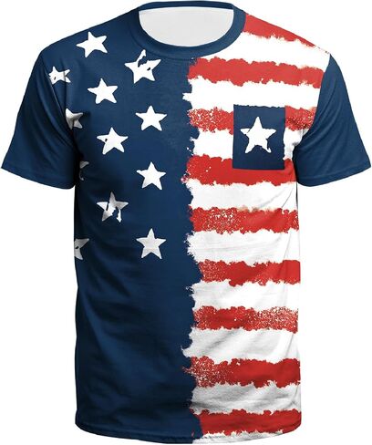 Mens USA American Flag Patriotic Shirt, 4th of July Shirts, Short Sleeve Graphic Tees for Men in Saudi Arabia
