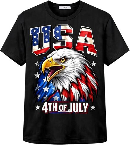 Mens USA American Flag Patriotic Shirt, 4th of July Shirts, Short Sleeve Graphic Tees for Men in Saudi Arabia