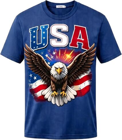 Mens USA American Flag Patriotic Shirt, 4th of July Shirts, Short Sleeve Graphic Tees for Men in Saudi Arabia