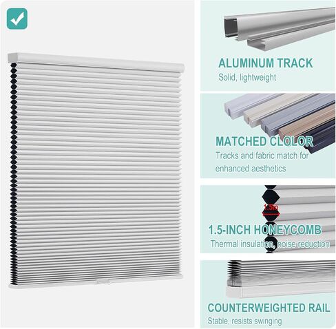 Changshade Custom Blackout Cellular Shades, 1.5 Inch Cordless Honeycomb Blinds with Aluminum Rails, Thermal Insulated Room Darkening Window Treatments for Bedroom, Nursery & Home Cinema in Saudi Arabia