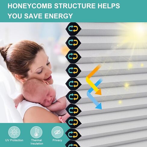 Changshade Custom Blackout Cellular Shades, 1.5 Inch Cordless Honeycomb Blinds with Aluminum Rails, Thermal Insulated Room Darkening Window Treatments for Bedroom, Nursery & Home Cinema in Saudi Arabia
