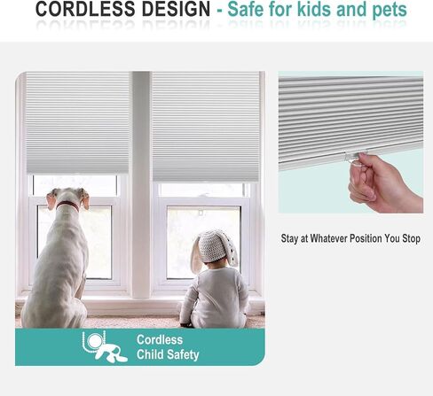 Changshade Custom Blackout Cellular Shades, 1.5 Inch Cordless Honeycomb Blinds with Aluminum Rails, Thermal Insulated Room Darkening Window Treatments for Bedroom, Nursery & Home Cinema in Saudi Arabia