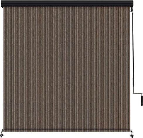 Artpuch Premium 8' W x 8' H Outdoor Roller Shade for Patio, Cordless Roll Up Blinds with Aluminum Valance, Privacy Screen for Porch Pergola Gazebo, 2 Poles & 1 Fabric, Mocha in Saudi Arabia