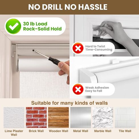 HESTIA No Drill Cordless Blackout Roller Shades for Windows, Heat Insulated Privacy Jacquard Fabric Blinds with Valance for Bedroom and Home Office, White, 22.5" W x 72" H in Saudi Arabia