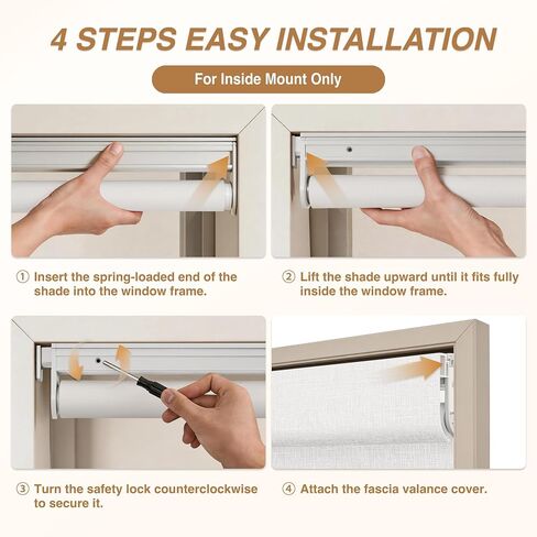 HESTIA No Drill Cordless Blackout Roller Shades for Windows, Heat Insulated Privacy Jacquard Fabric Blinds with Valance for Bedroom and Home Office, White, 22.5" W x 72" H in Saudi Arabia