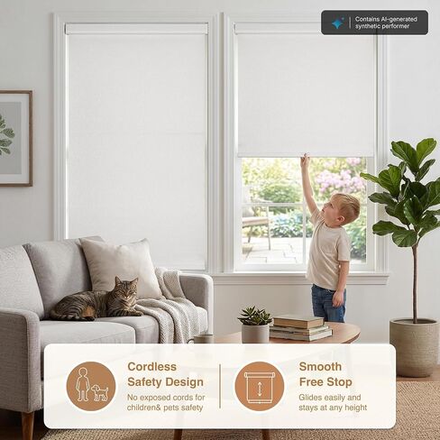 HESTIA No Drill Cordless Blackout Roller Shades for Windows, Heat Insulated Privacy Jacquard Fabric Blinds with Valance for Bedroom and Home Office, White, 22.5" W x 72" H in Saudi Arabia