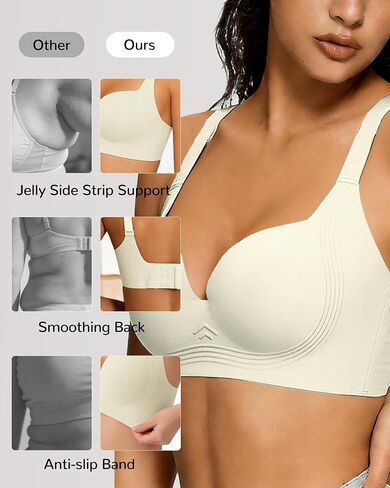 Women's Push Up Wireless Balconette Bra, Green, XL | Jelly Bras, Shaping Bralettes, Supportive Seamless, Everyday Comfort, T-Shirt Bra in Saudi Arabia