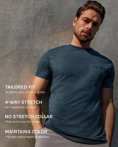 INTO THE AM Pocket T Shirts for Men S - 4XL Soft Cotton Blend Fitted Crew Neck Mens Pocket Tee Shirt in Saudi Arabia