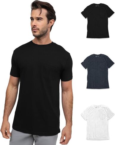 INTO THE AM Pocket T Shirts for Men S - 4XL Soft Cotton Blend Fitted Crew Neck Mens Pocket Tee Shirt in Saudi Arabia